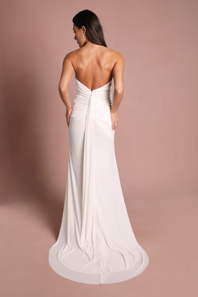 Coast Coast Women's Structured Bodice Drape Detail Bandeau Wedding Dress in Ivory - 3