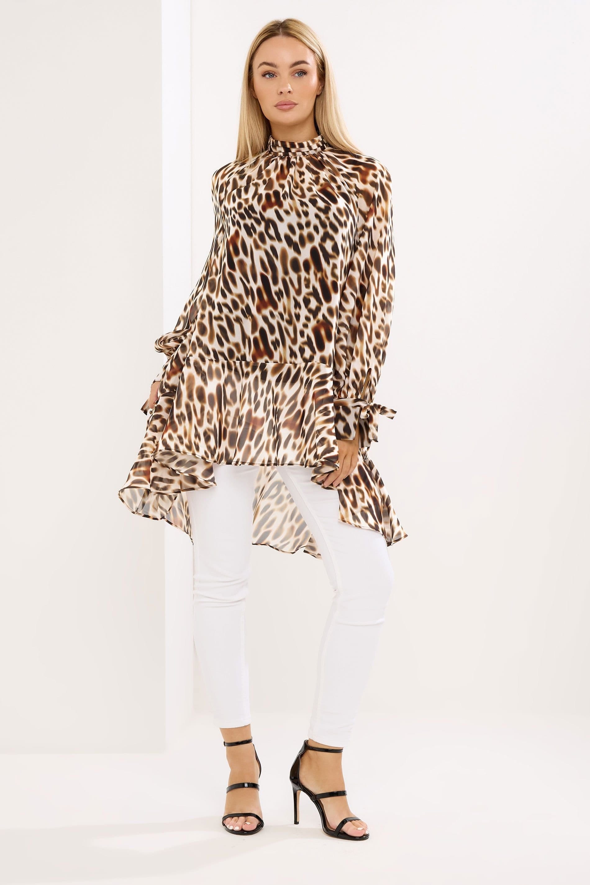 Star By Julien Macdonald Brown Animal Print Tunic Top