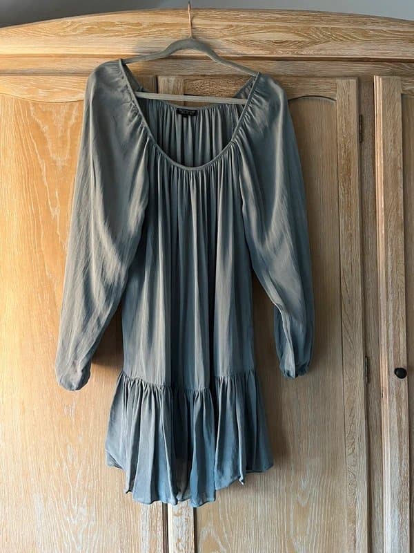 Topshop Grey chiffon tiered smock dress