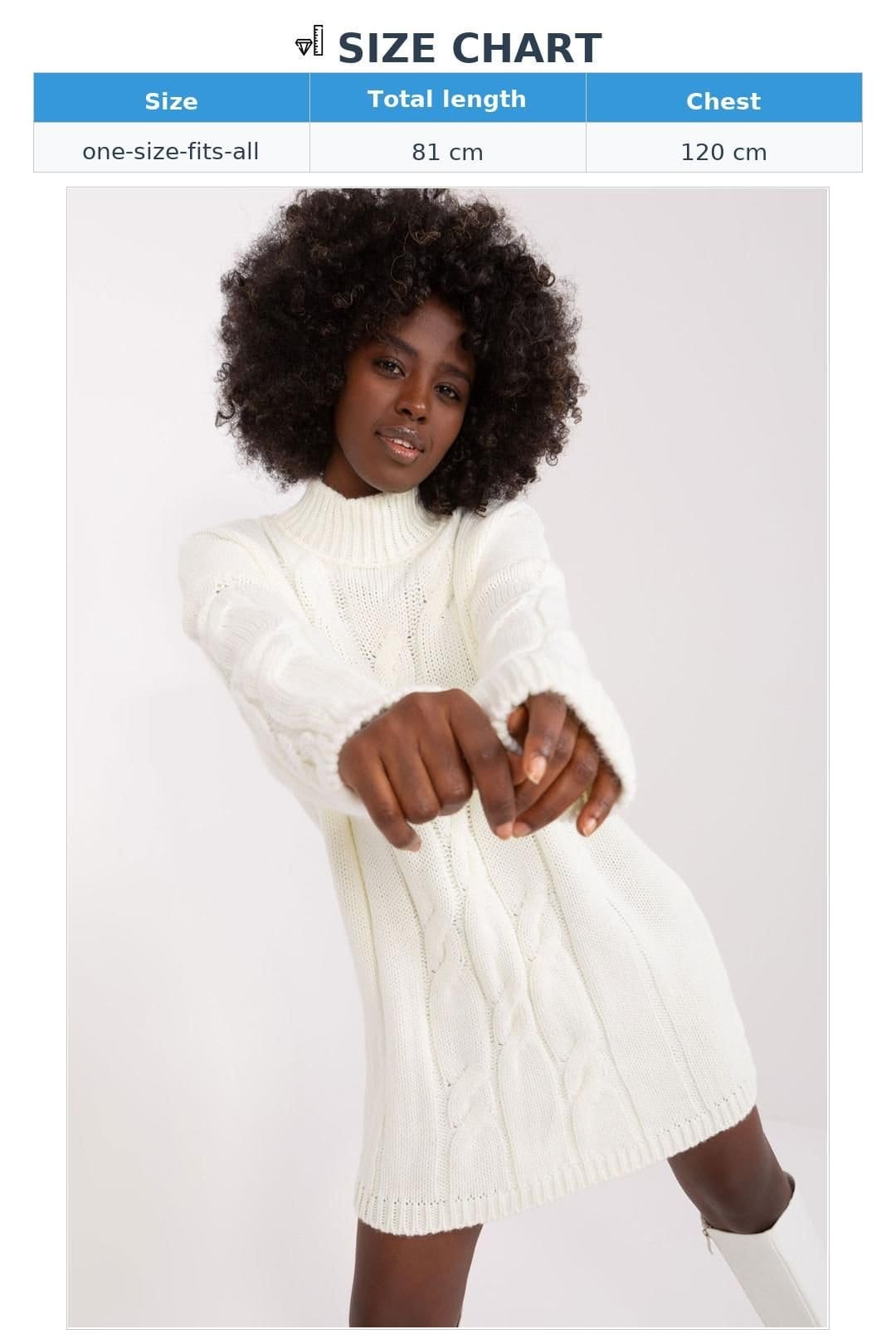 Love Lace Love Lace Women's Textured Variegated Turtleneck Long Sleeve Dress in Cream - 4