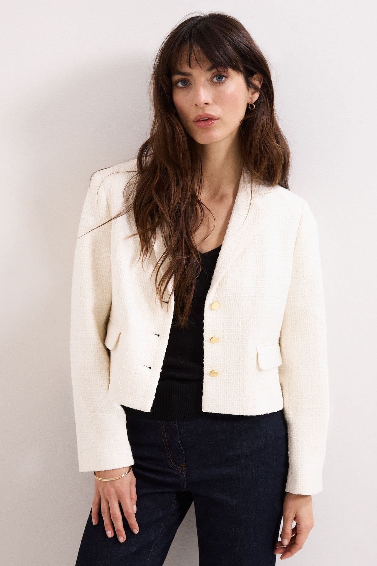 Phase Eight Phase Eight Women's Adria Cropped Textured Jacket Blazer in Off-White