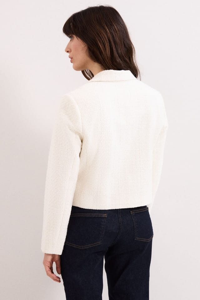 Phase Eight Phase Eight Women's Adria Cropped Textured Jacket Blazer in Off-White - 3