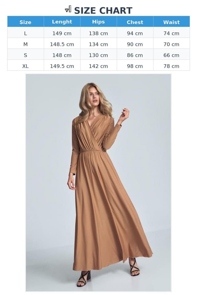 Love Lace Love Lace Women's Beige Long Sleeve Maxi Wrap Pleated Dress in Camel - 3