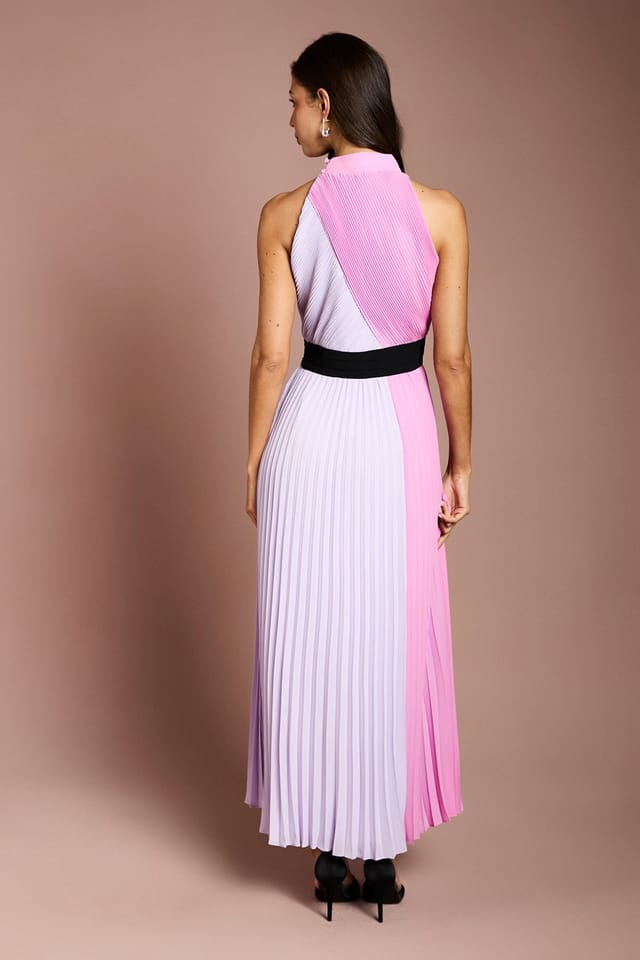 Coast Coast Women's Colour Block Pleated Contrast Belt Maxi Dress - 3