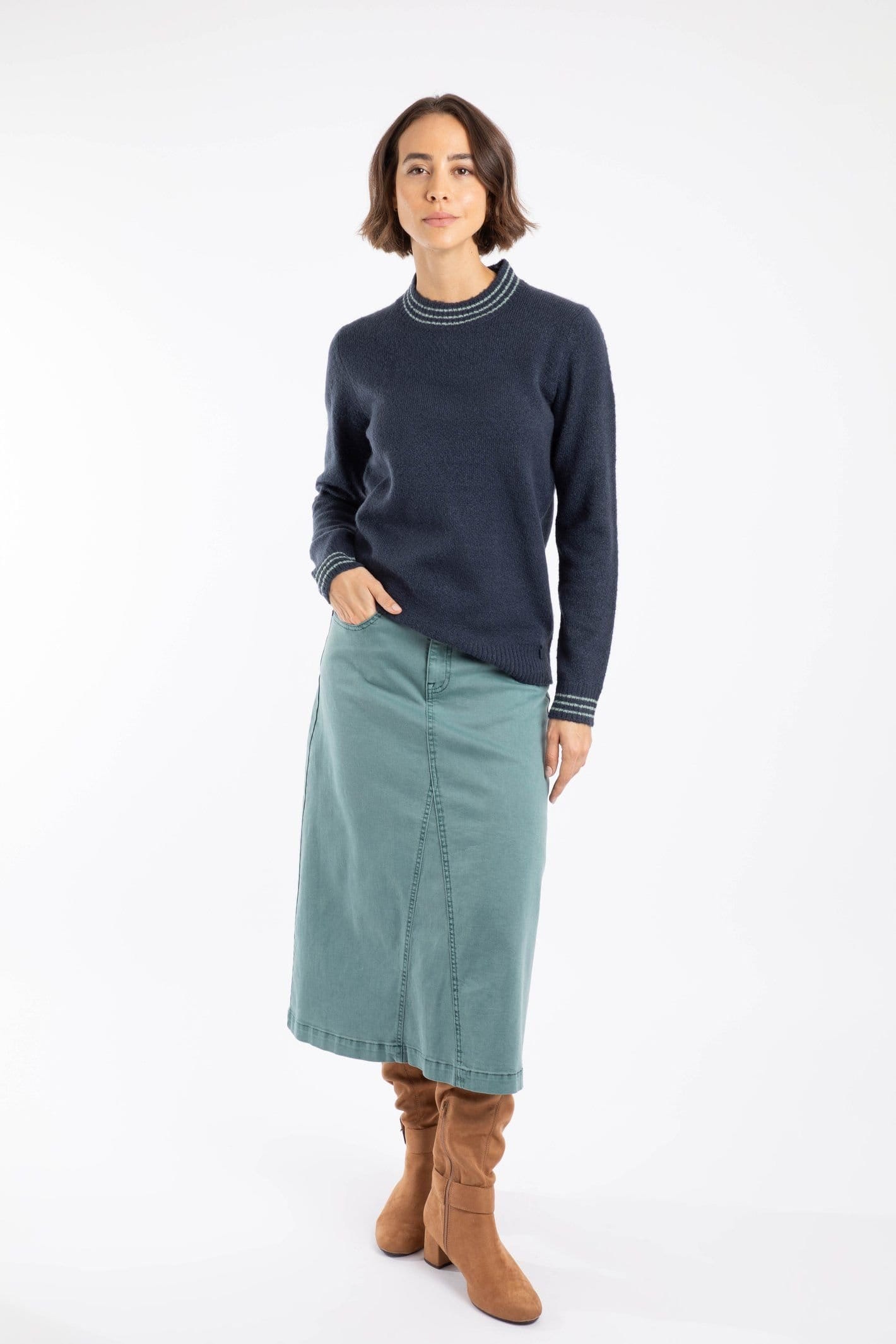 Weird Fish Weird Fish Women's Dawkins Tipped Jumper in Navy - 4