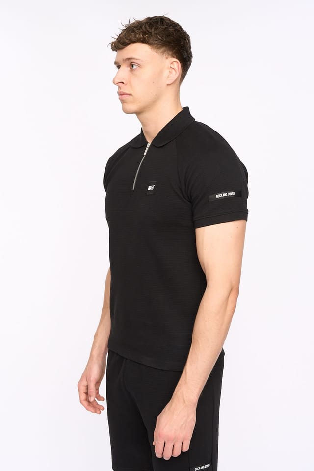 Duck&Cover Duck&Cover Men's Topfield Modern Zip Polo with Raglan Sleeves in Black - 3