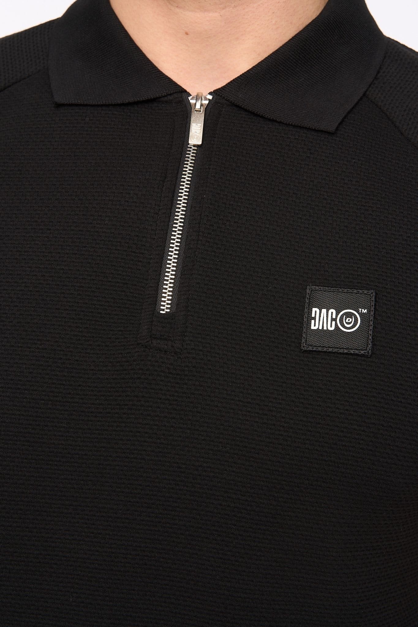 Duck&Cover Duck&Cover Men's Topfield Modern Zip Polo with Raglan Sleeves in Black - 4