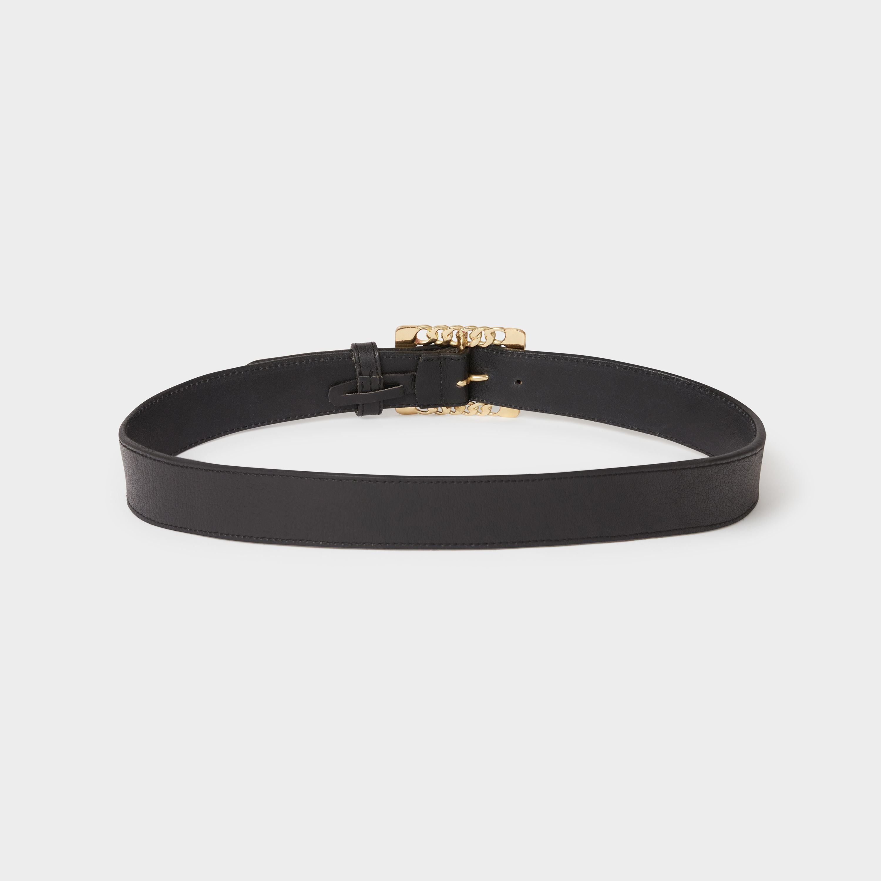 OSPREY LONDON OSPREY LONDON Women's The Chain Buckle Leather Belt in Black - 3