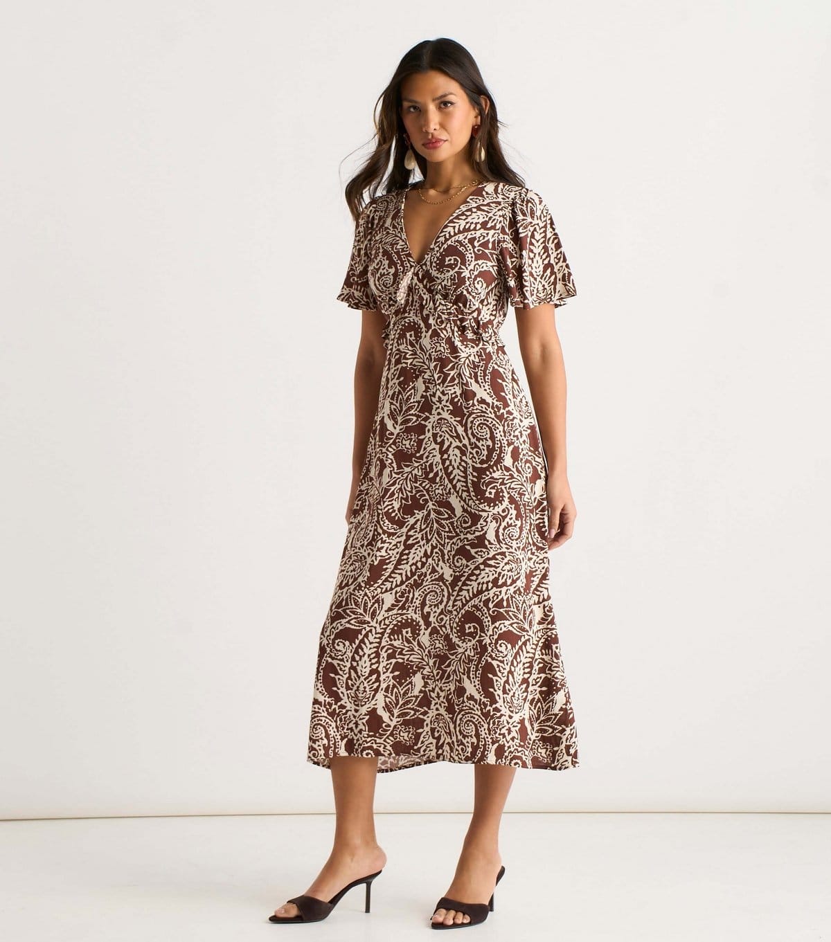 Gini London Women's Brown Paisley Print Midi Dress Gini London New Look - 4