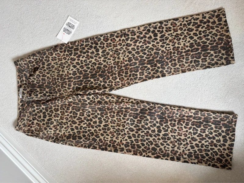 Never Fully Dressed Multi Leopard Print Straight Leg Trousers