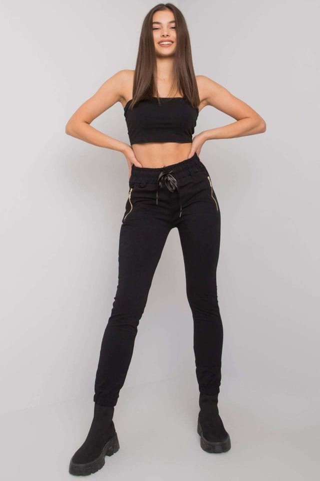 Love Lace Love Lace Women's Black Fleece Sweatpants with Side Pockets - 2