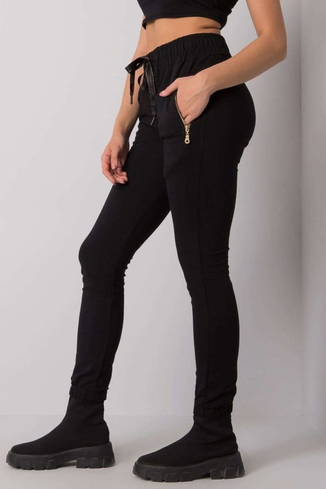 Love Lace Love Lace Women's Black Fleece Sweatpants with Side Pockets - 3