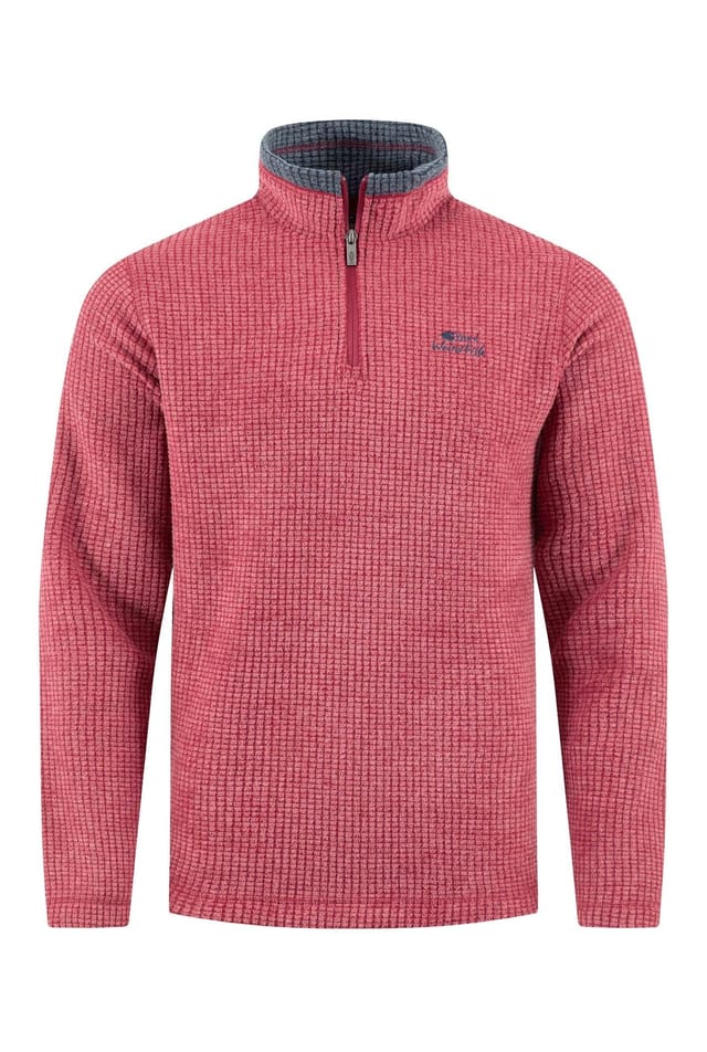 Weird Fish Weird Fish Men's Newark 1/4 Zip Grid Fleece in Crimson - 2