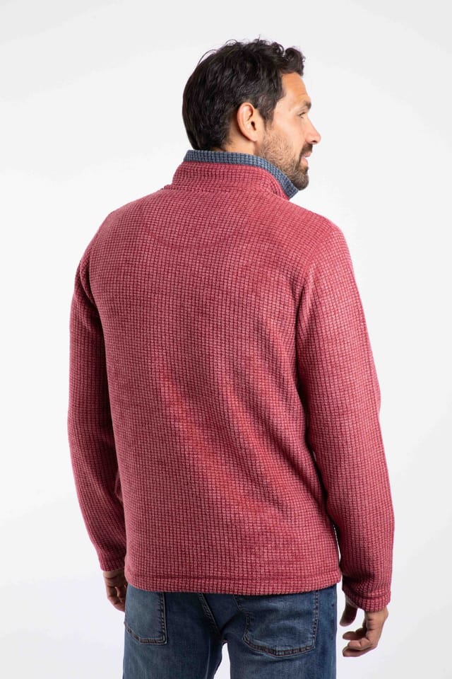 Weird Fish Weird Fish Men's Newark 1/4 Zip Grid Fleece in Crimson - 3