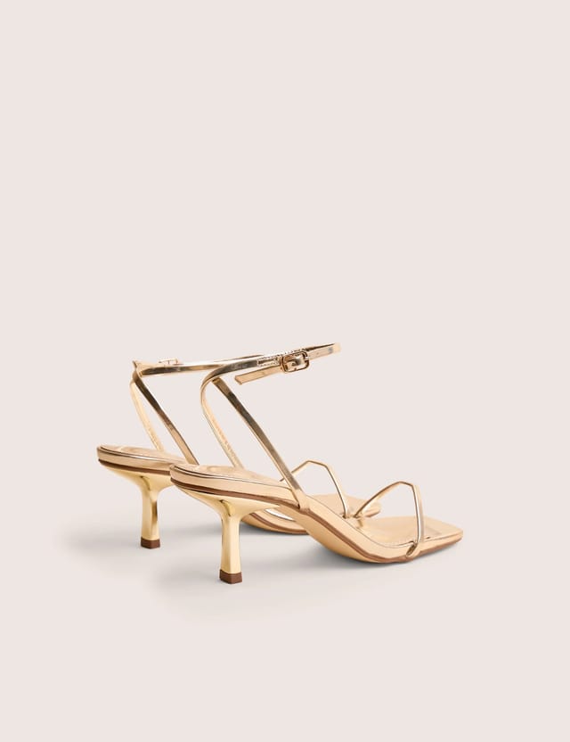 Public Desire Natalya Gold Barely There Square Toe Stiletto Mid Heels - 3