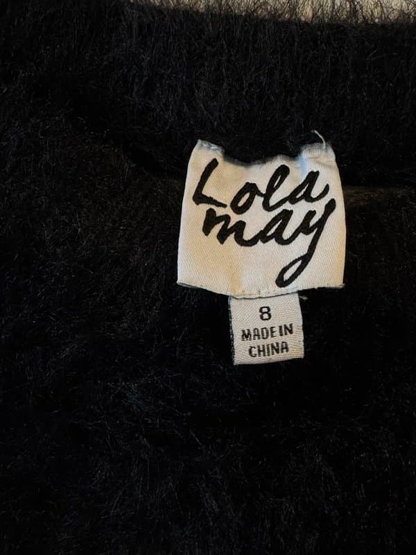 Lola May Black Fluffy Knit Long Sleeve