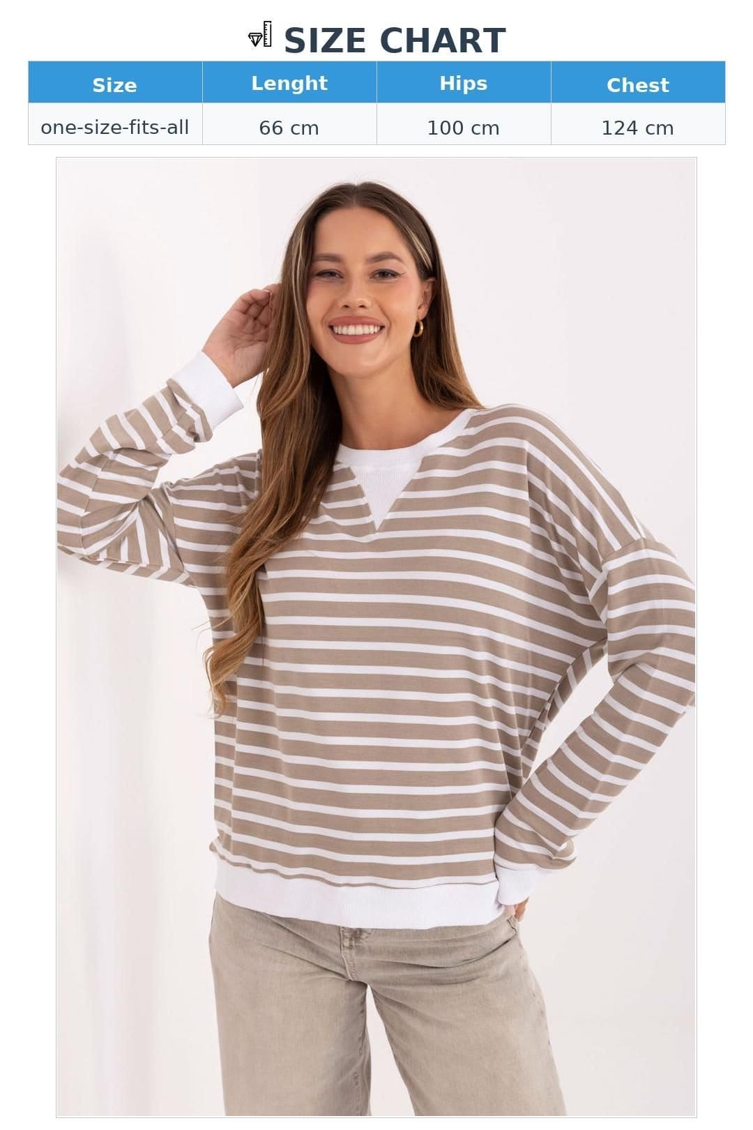 Love Lace Love Lace Women's Casual Striped Oversized Micro Modal Blouse in Beige - 4
