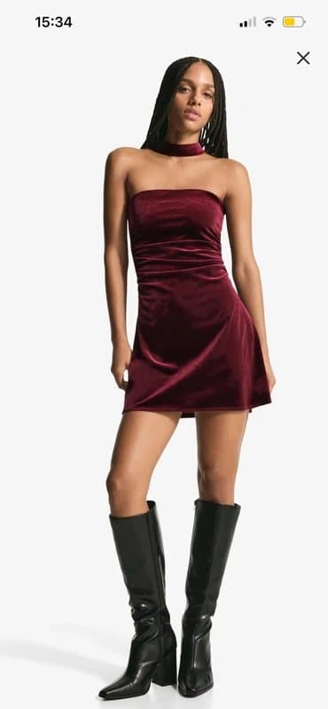 ASOS Velvet burgundy mini dress