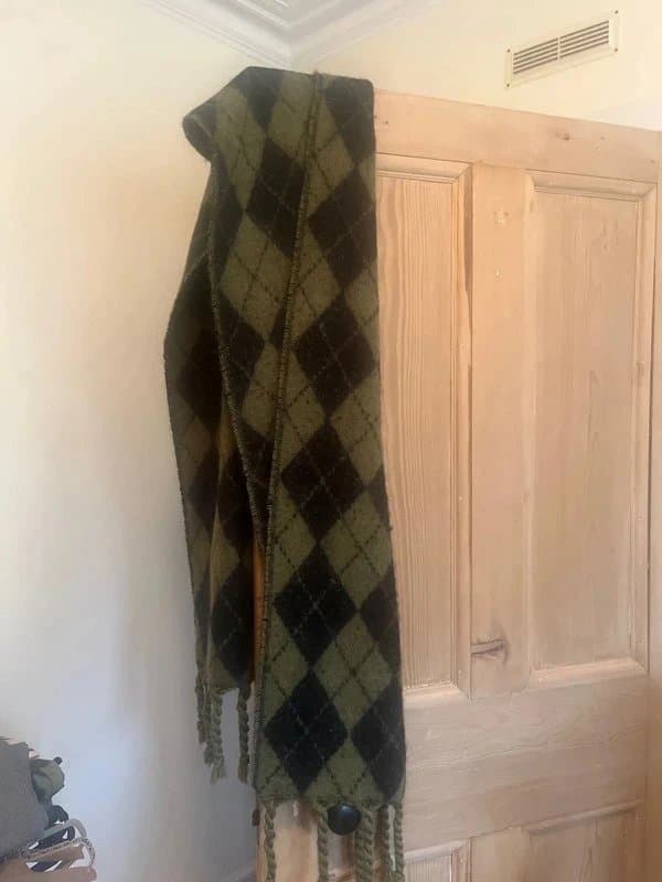 Marks & Spencer M&S argyle scarf, navy and green