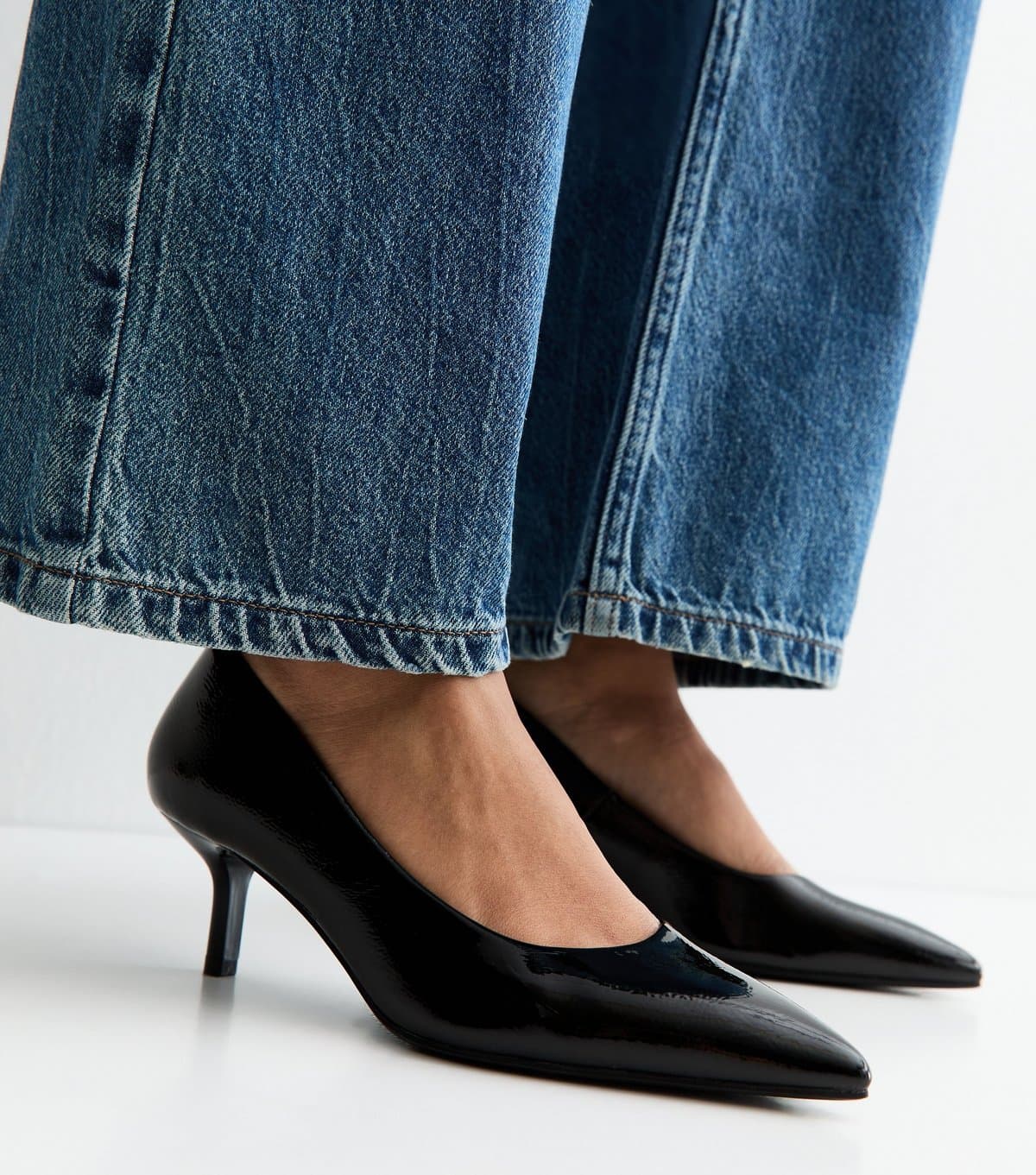 New Look New Look Black Patent Faux Leather Kitten Heel Shoes