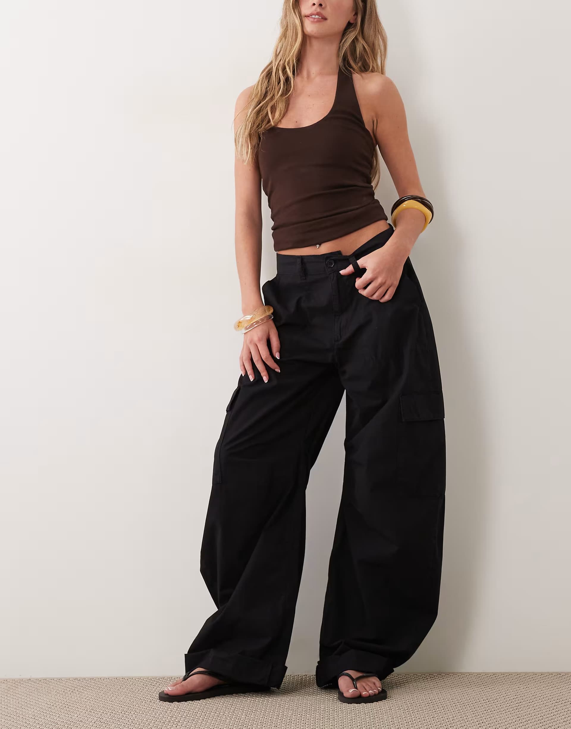 ASOS ASOS DESIGN casual turn up cuff cargo in black
