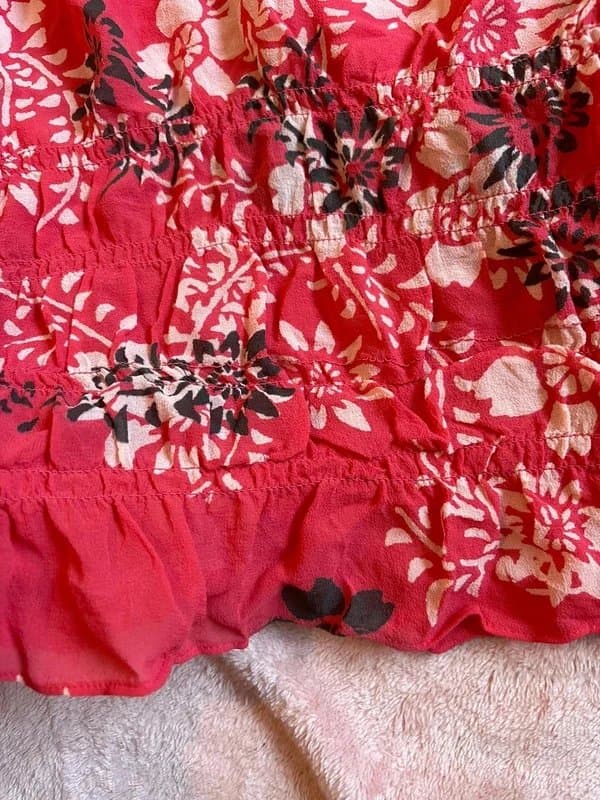 French Connection Vintage French Connection silk coral orangey pink floral babydoll top 12 14 whimsigoth