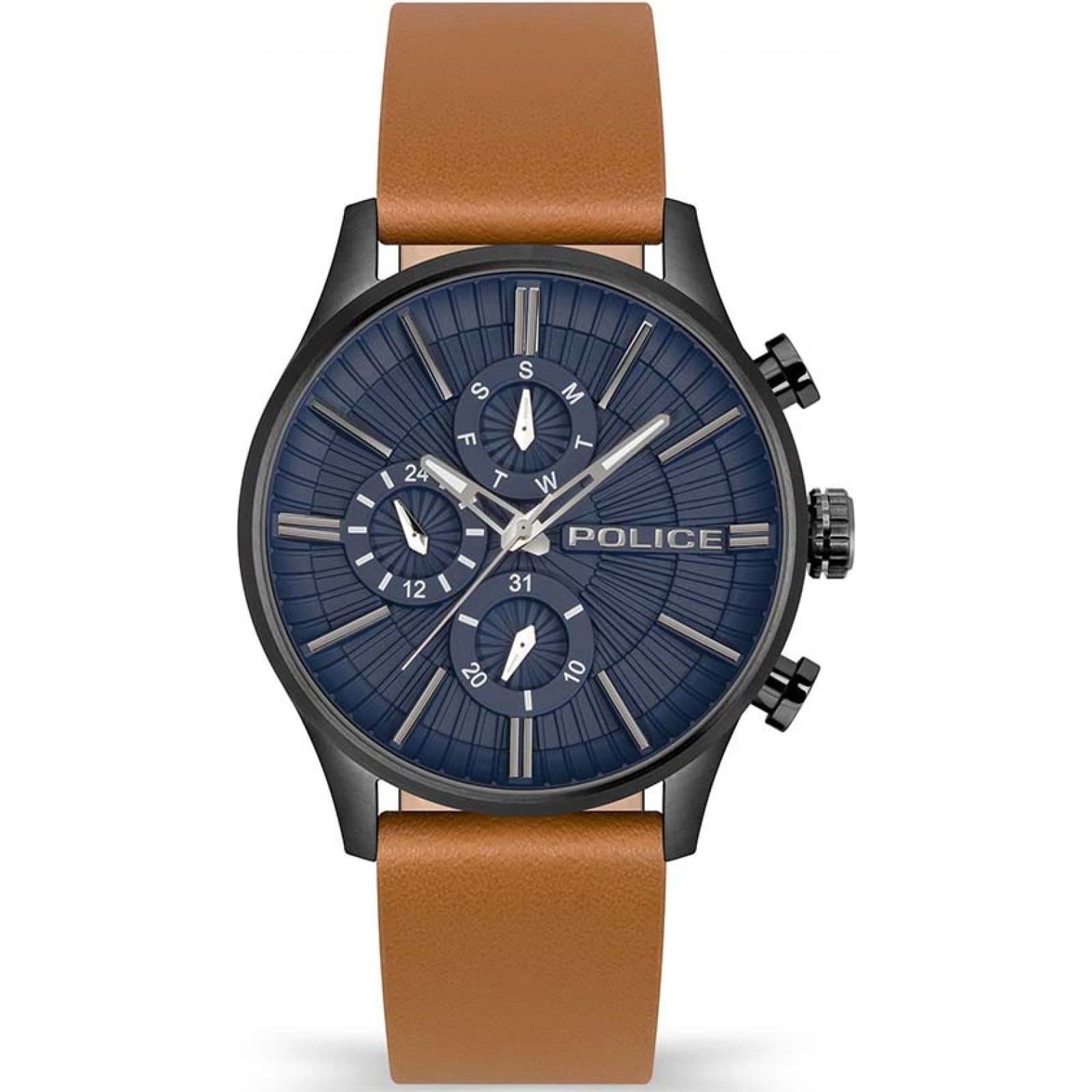 Police Police Men's PEWJF2195003 Barter 44mm Quartz Watch in Brown
