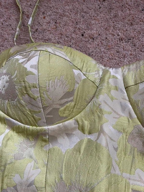 ASOS Brand New ASOS Luxe jacquard cupped lime corset top size 8