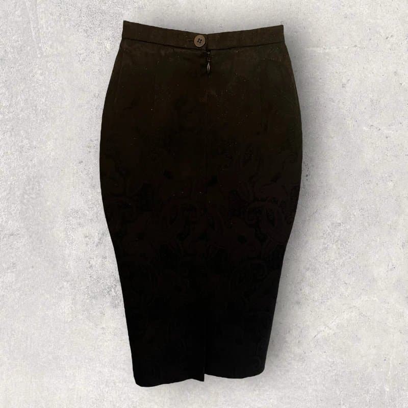 PLANET Planet Womens Black Jacquard Print Shimmer Pencil Skirt UK 8