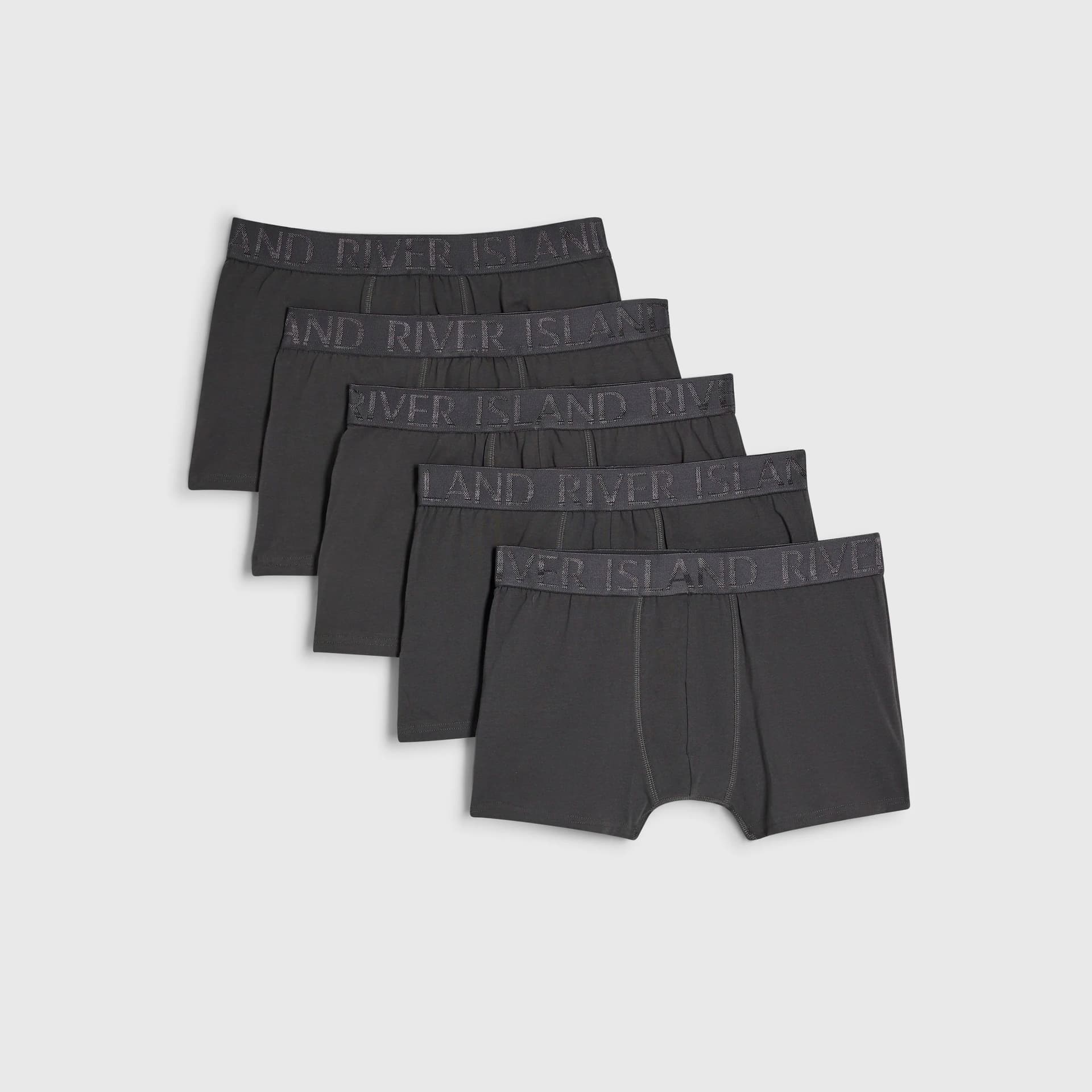 River Island Mens River Island Grey Satin Pack Of 5 Trunks