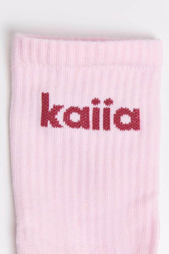 Kaiia Pack of Three Kaiia Varsity Socks Cream, Baby Blue & Baby Pink - 3