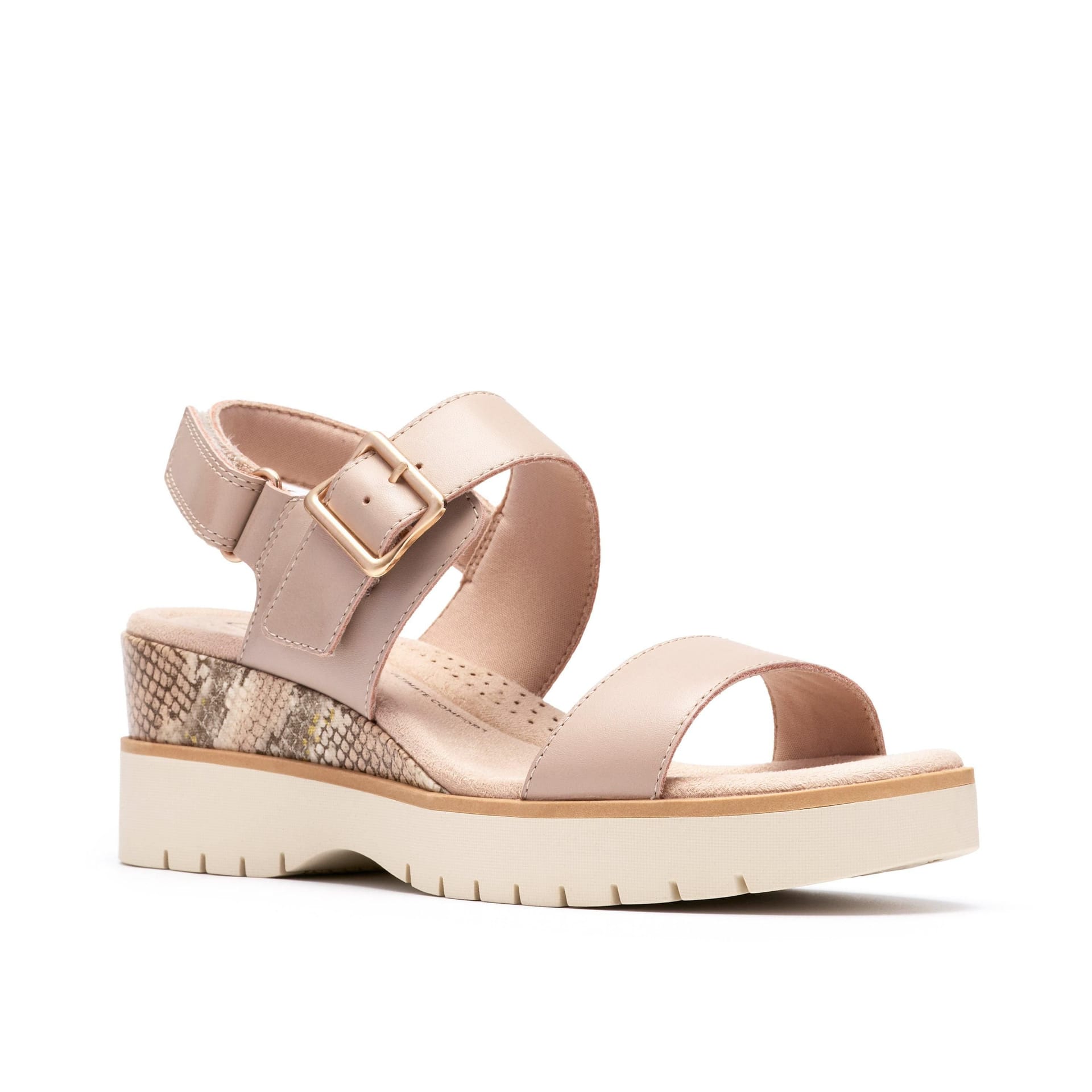 Clarks Clarks Women's Diaz Rose Sand Combination Wedge Sandals in Beige - 4