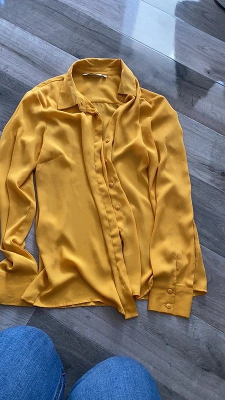 New Look Mustard Chiffon Long-Sleeve Shirt