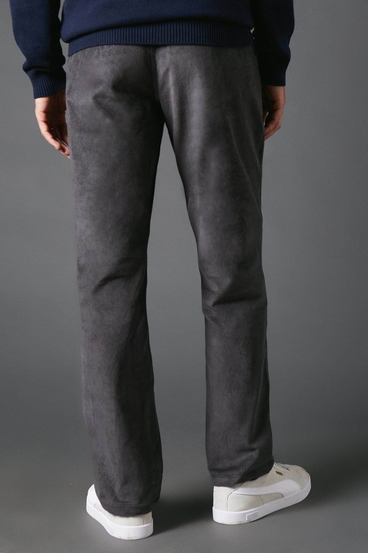 Maine Maine Men's Premium Corduroy Chino Trousers in Dark Grey - 3