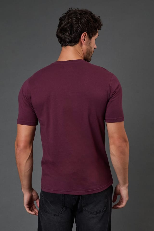Burton Burton Men's Burgundy Grandad Neck T-Shirt - 3