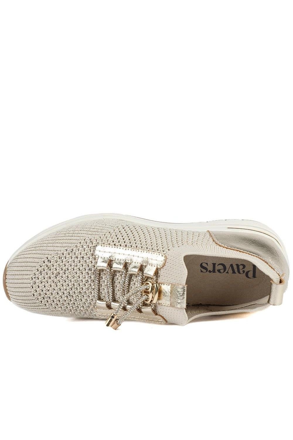 Pavers Pavers Women's Knitted Slip On Wedge Trainers in Gold - 4