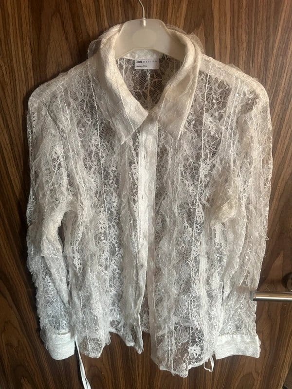 ASOS White and Cream Lace Button-Up Shirt