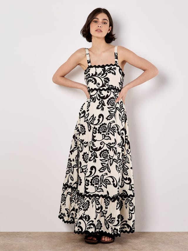 Apricot Apricot Women's Monochrome Sarasa Floral Maxi Dress in Cream - 2