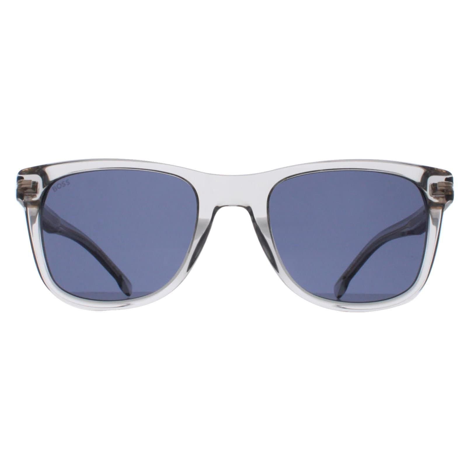Hugo Boss Hugo Boss Men's Rectangle Transparent Grey Blue BOSS 1508/S in Clear