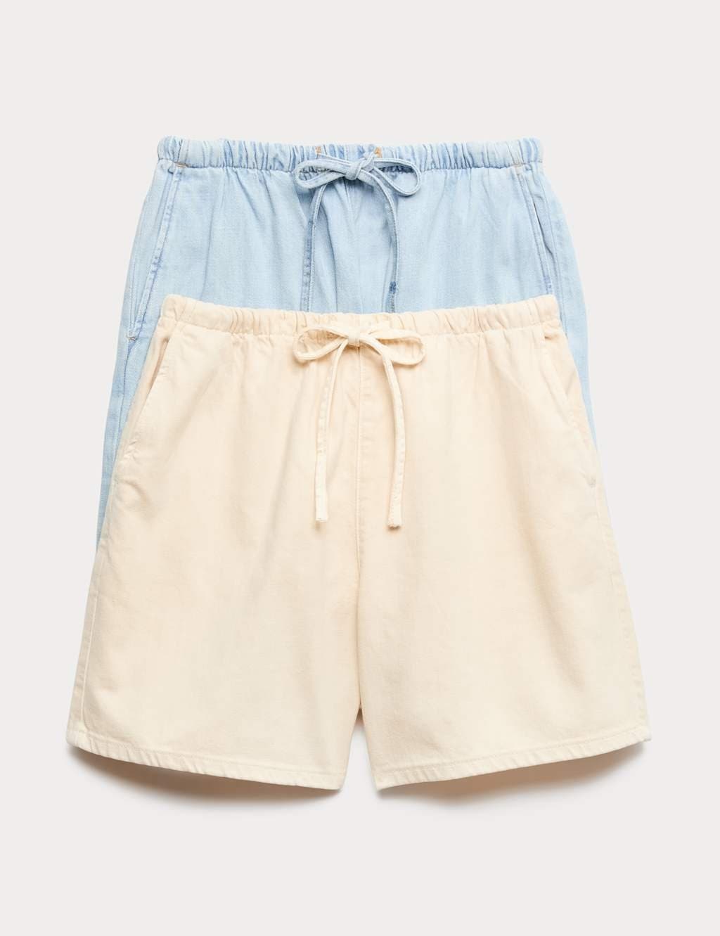 Marks & Spencer M&S Ecru Mix Cotton Rich Denim Shorts 2-Pack