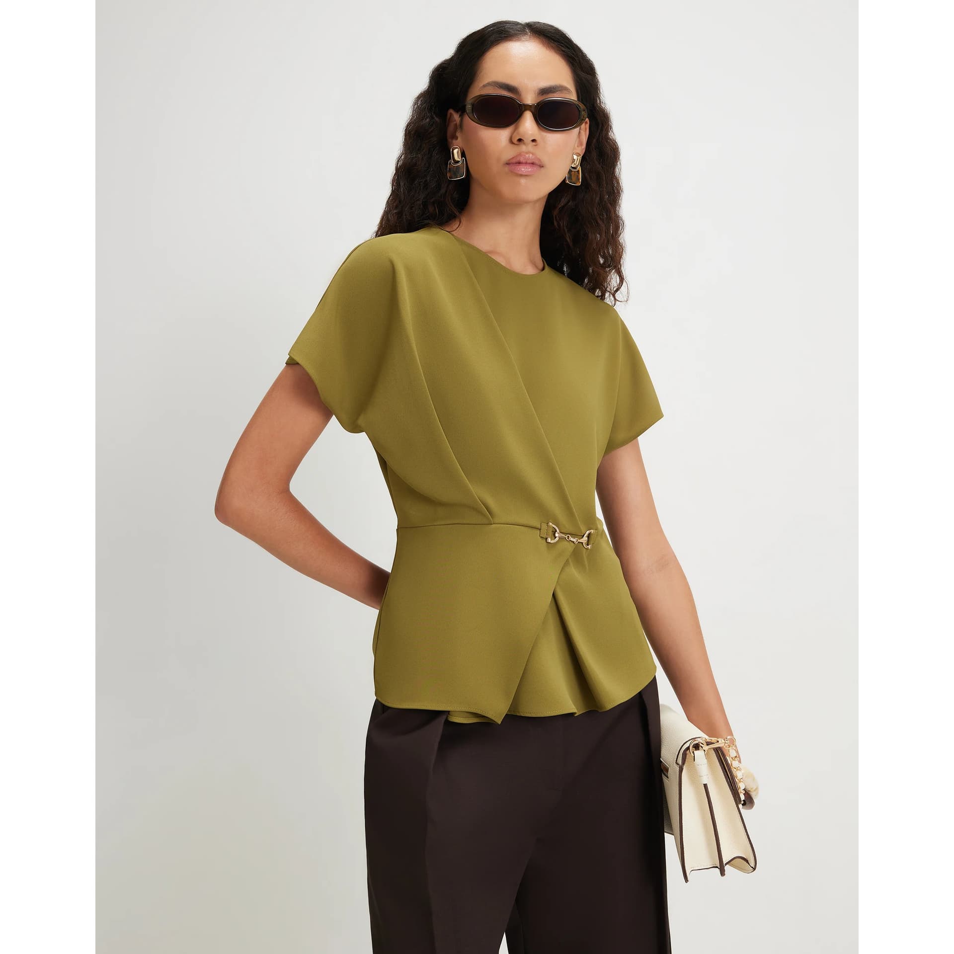 River Island River Island Womens Khaki Crepe Snaffle Detail Blouse