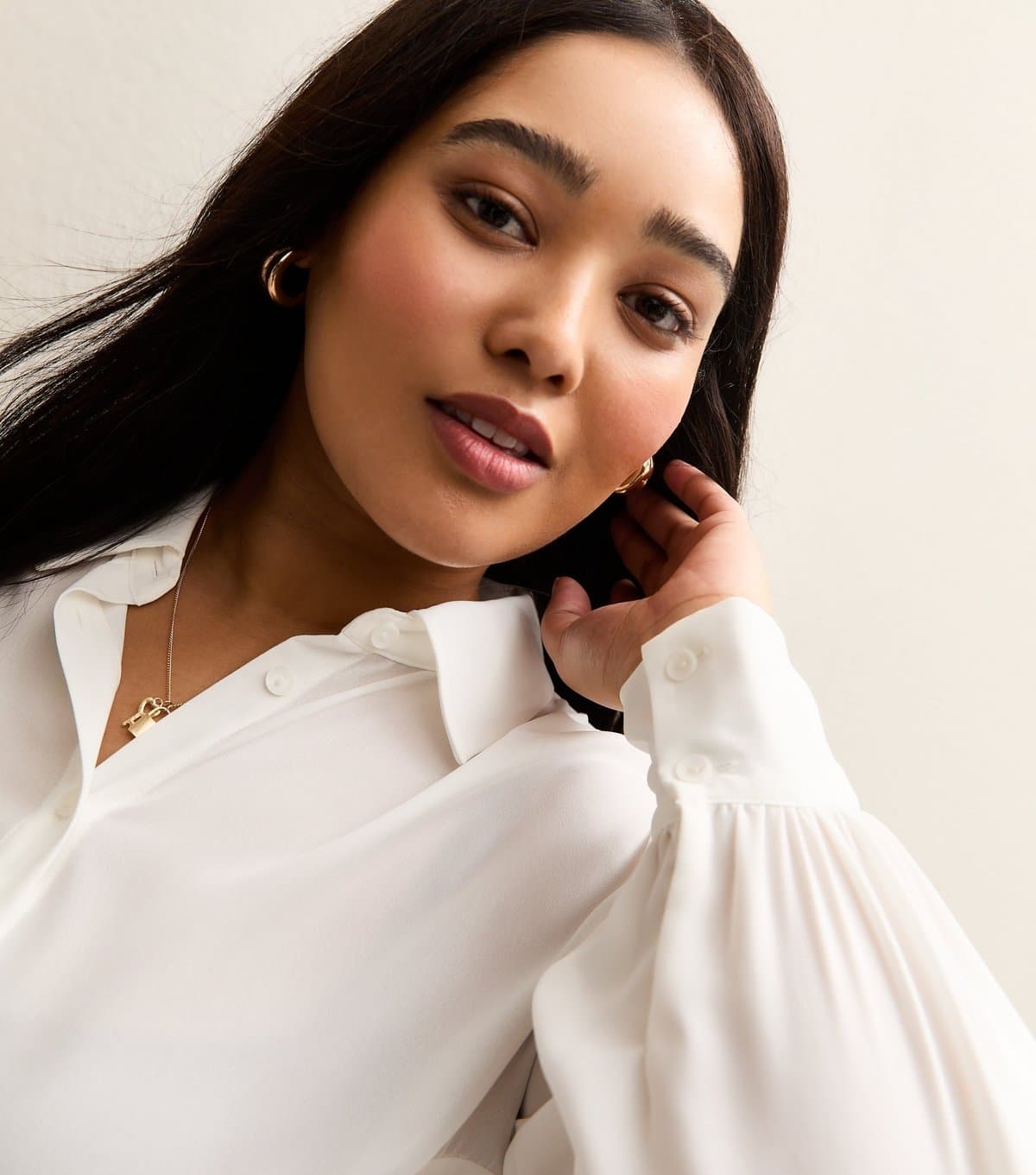 New Look Women's Plus Size White Long Sleeve Shirt Curves New Look