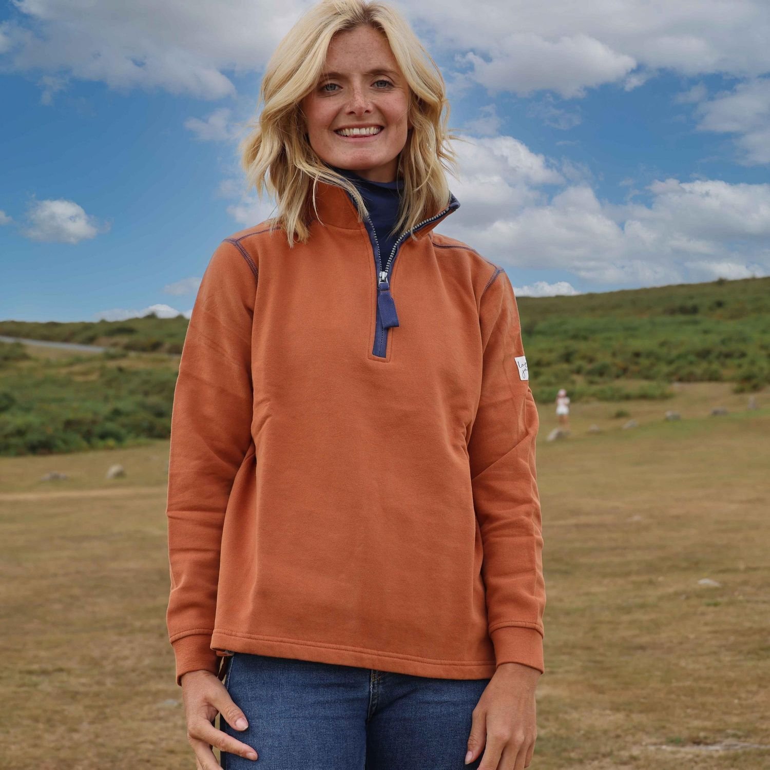 Lazy Jacks Lazy Jacks Women's Quarter Zip Sweatshirt in Burnt Orange - 2