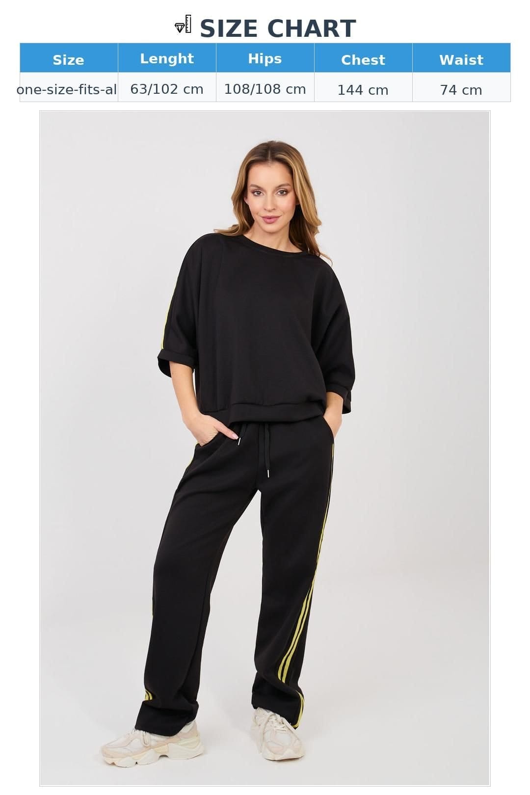 Love Lace Love Lace Women's Buttery Stripe Tracksuit Set Sweatshirt Pants in Black - 4