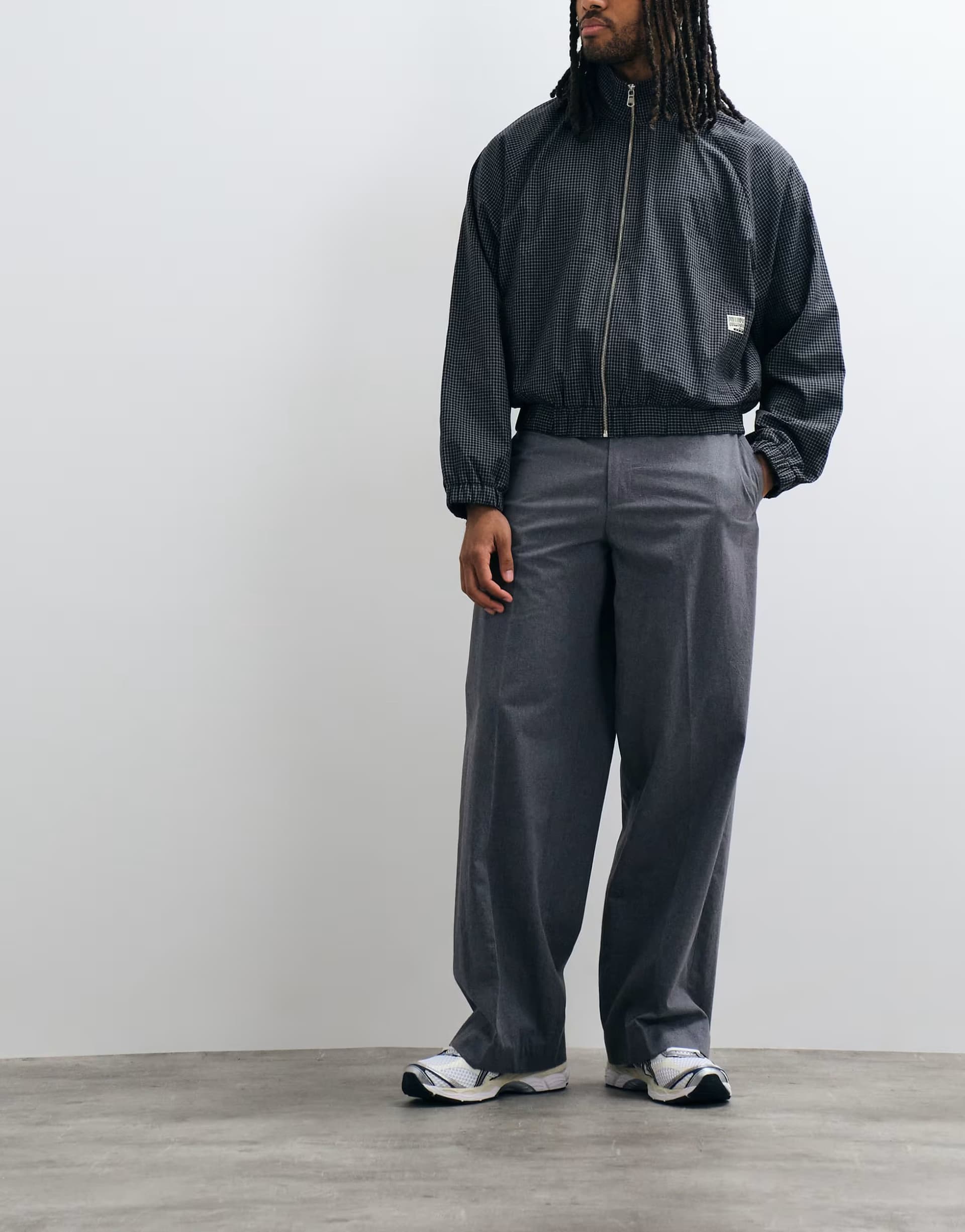 ASOS Weekday tailored trousers with front pleat in dark grey melange