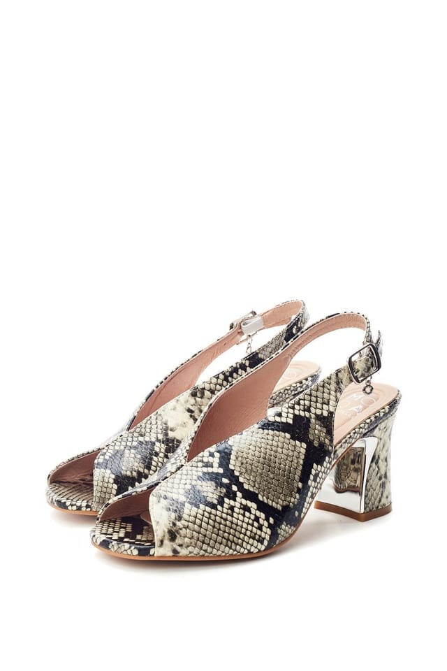Moda In Pelle Moda In Pelle Women's 'Love' Snake Print Heeled Sandals in Grey - 2