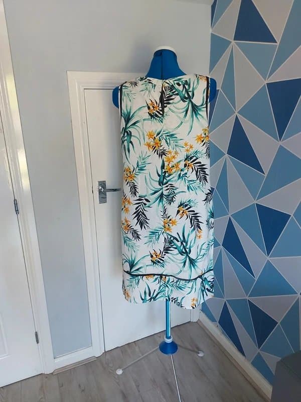 George Size 16 - George - Linen Blend Summer Dress - White Green Yellow Black