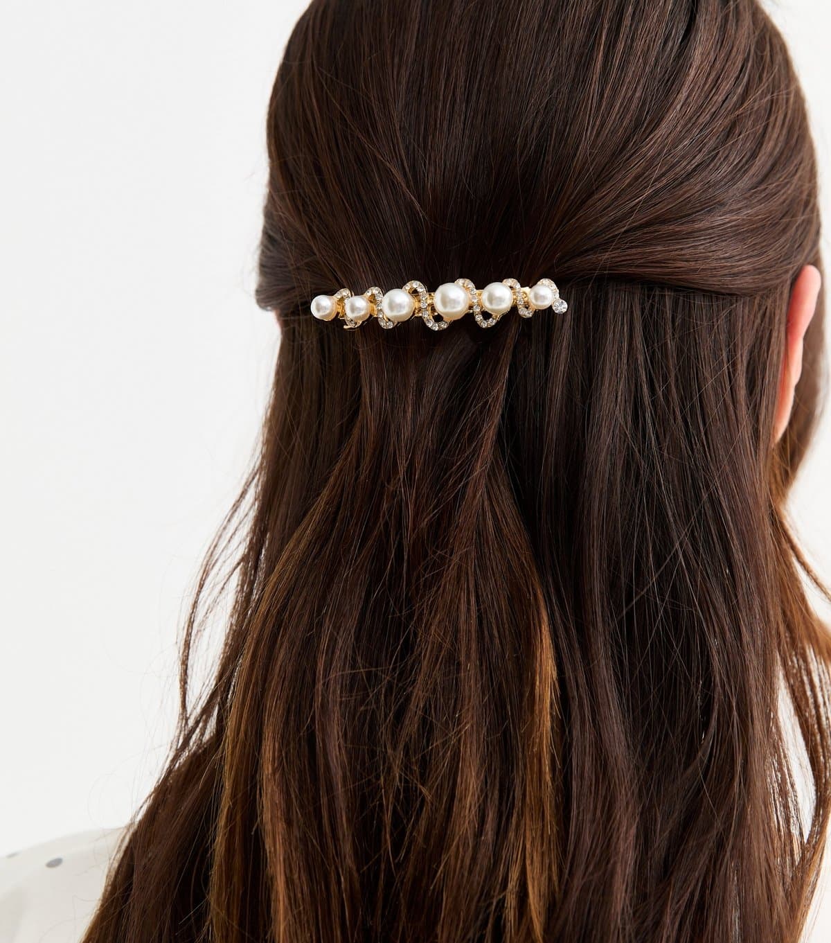 New Look Gold Tone Diamante and Faux Pearl Hair Slide New Look
