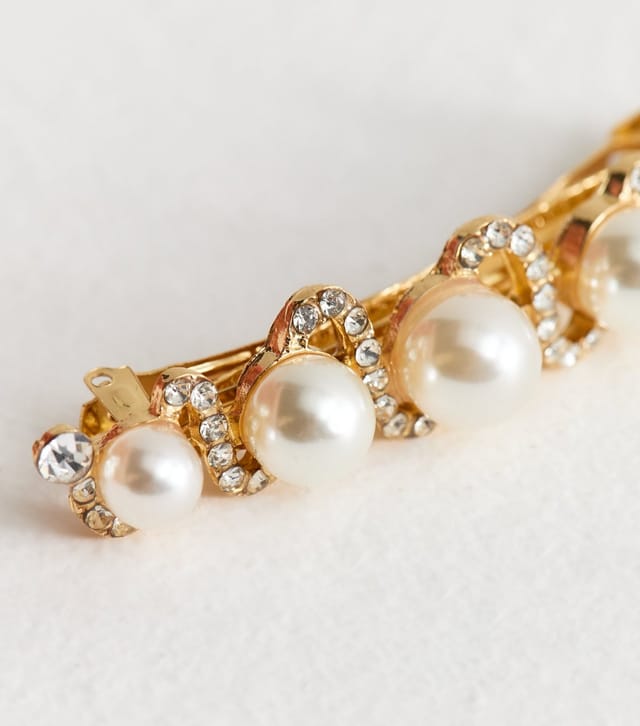 New Look Gold Tone Diamante and Faux Pearl Hair Slide New Look - 3