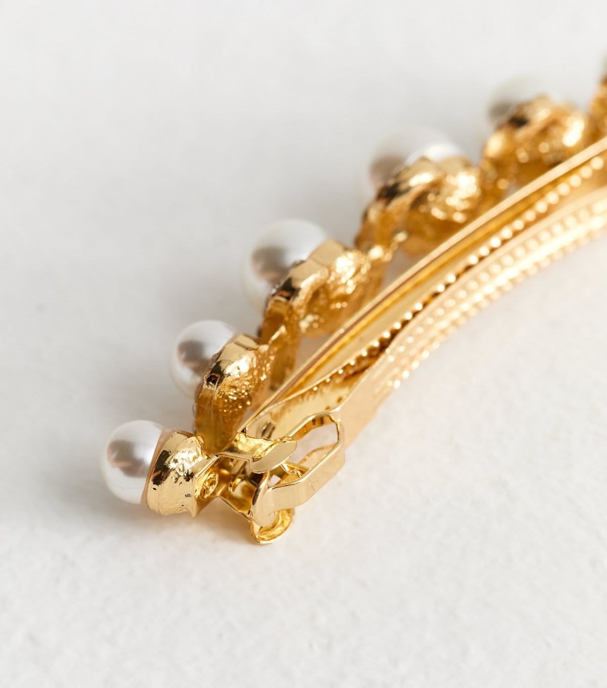 New Look Gold Tone Diamante and Faux Pearl Hair Slide New Look - 4